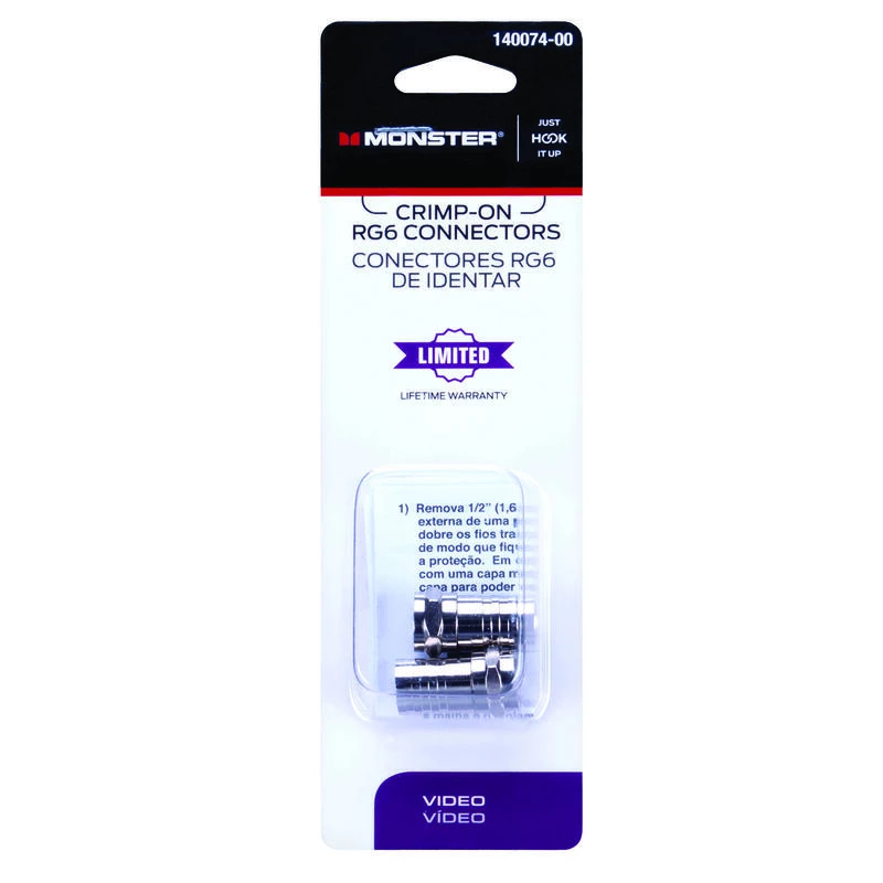 Hot Sale ๐ Monster Just Hook It Up Crimp-On RG6 Coaxial Connector 2 pc ๐ 3 Hot Sale ๐ Monster Just Hook It Up Crimp-On RG6 Coaxial Connector 2 pc ๐