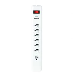 Hot Sale 🧨 Monster Just Power It Up 6 ft. L 7 outlets Surge Protector White 1080 J 🌟