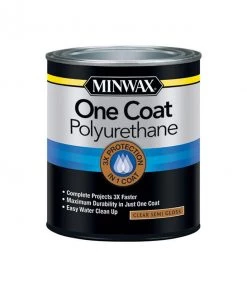 Outlet 🛒 Minwax One Coat Transparent Semi-Gloss Crystal Clear Water-Based Polyurethane 1 qt ⌛