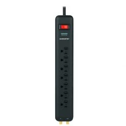 New 🎉 Monster Just Power It Up 6 ft. L 7 outlets Surge Protector Black 1080 J ⭐
