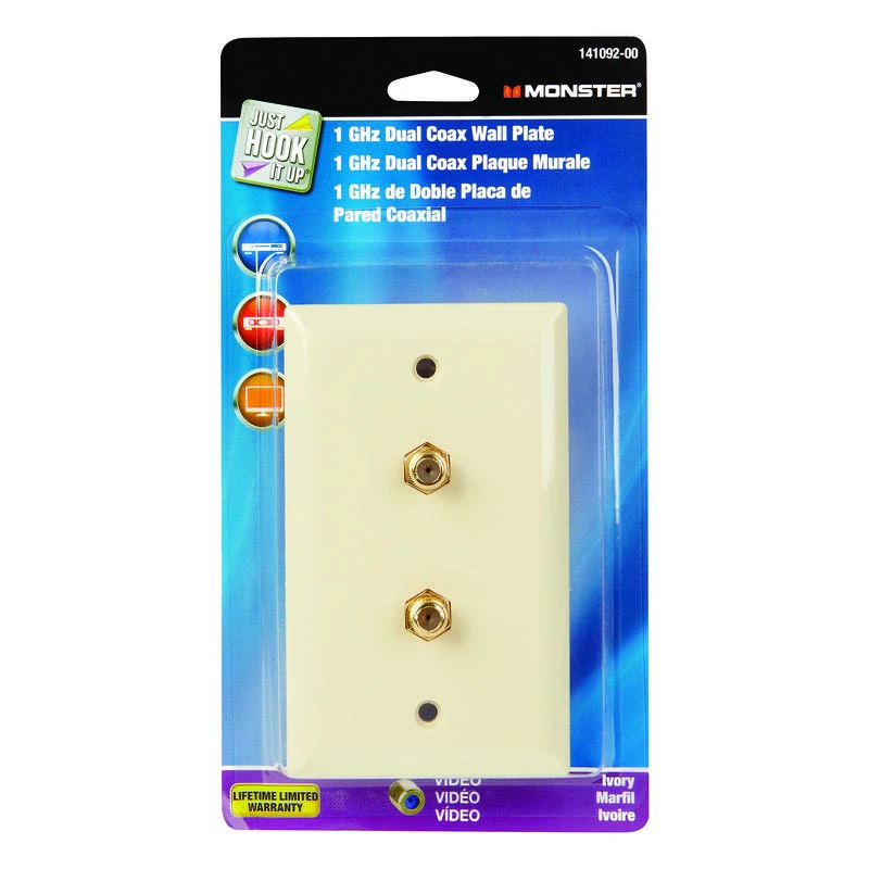 Hot Sale ๐งจ Monster Just Hook It Up Ivory 1 gang Plastic Coaxial Wall Plate 1 pk โจ 3 Hot Sale ๐งจ Monster Just Hook It Up Ivory 1 gang Plastic Coaxial Wall Plate 1 pk โจ