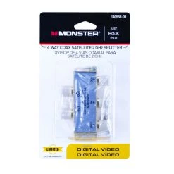 Discount ⭐ Monster Just Hook It Up 4 Way Coax Splitter 75 ohm 2150 MHz 1 pk 😀