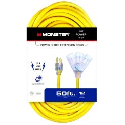 Flash Sale 💯 Monster Just Power It Up Outdoor 50 ft. L Yellow Extension Cord 12/3 SJTW 😍
