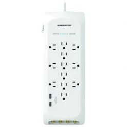 Best Pirce 🔥 Monster Just Power It Up 6 ft. L 12 outlets Surge Protector White 3420 J 🔥