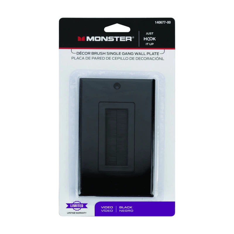 Flash Sale ⭐ Monster Just Hook It Up Black 1 gang Plastic Home Theater Brush Wall Plate 1 pk ✨ 4 Flash Sale ⭐ Monster Just Hook It Up Black 1 gang Plastic Home Theater Brush Wall Plate 1 pk ✨ - Image 2