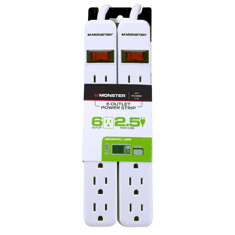 Hot Sale ๐ Monster Just Power It Up 2.5 ft. L 6 outlets Power Strip White ๐ 5 Hot Sale ๐ Monster Just Power It Up 2.5 ft. L 6 outlets Power Strip White ๐ - Image 3