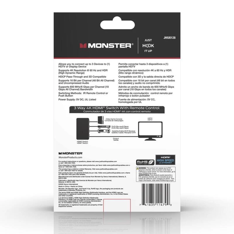 New ๐ Monster Just Hook It Up HDMI Switch 1 pk โจ 4 New ๐ Monster Just Hook It Up HDMI Switch 1 pk โจ - Image 2