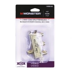 Brand new ๐งจ Monster Just Hook It Up 3 Way Coax Splitter 75 ohm 900 MHz 1 pk ๐