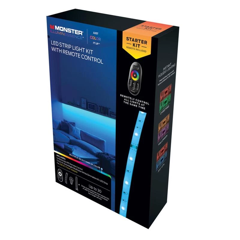 Best Pirce ✨ Monster Just Color It Up 6.5 ft. L Multicolored Plug-In LED Mood Light Strip Kit with Adapter 1 pk 🤩 4 Best Pirce ✨ Monster Just Color It Up 6.5 ft. L Multicolored Plug-In LED Mood Light Strip Kit with Adapter 1 pk 🤩 - Image 2