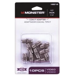 Best Sale 🛒 Monster Just Hook It Up Double Female Coax F Adapter 75 ohm 900 MHz 10 pk ⭐