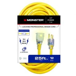 Wholesale โ๏ธ Monster Just Power It Up Outdoor 25 ft. L Yellow Extension Cord 12/3 SJTW ๐งจ