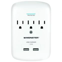 Buy 😀 Monster Just Power It Up 0 ft. L 3 outlets Surge Protector White 1200 J ✨