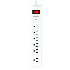 Discount 🧨 Monster Just Power It Up 4 ft. L 6 outlets Surge Protector White 1080 J 😀