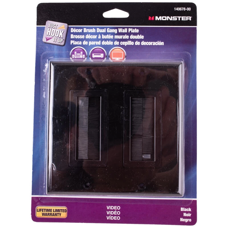 Cheapest 👏 Monster Just Hook It Up Black 2 gang Plastic Home Theater Brush Wall Plate 1 pk 🌟 4 Cheapest 👏 Monster Just Hook It Up Black 2 gang Plastic Home Theater Brush Wall Plate 1 pk 🌟 - Image 2